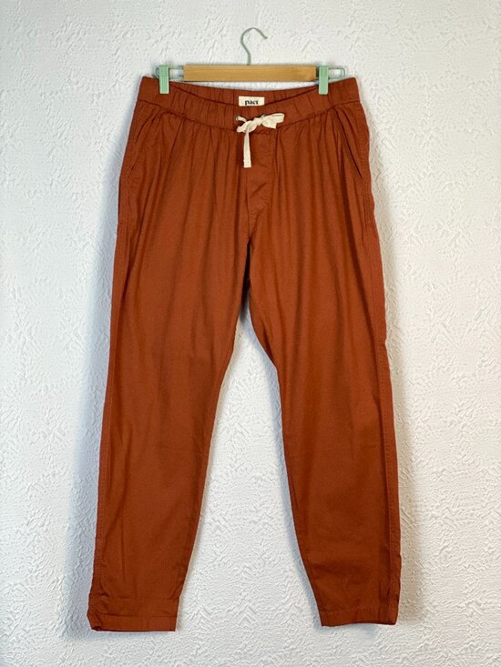 Pact Pants - NWT Pact Classic Woven Roll Up Pants Baked Clay Organic Cotton Size L